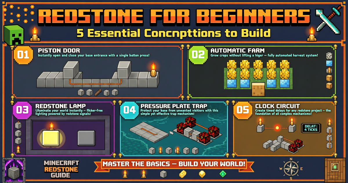 Minecraft Redstone for Beginners: 5 Essential Contraptions to Build