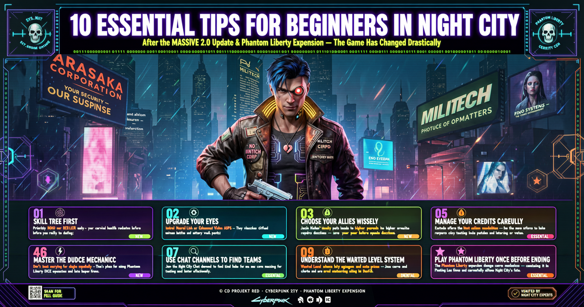Cyberpunk 2077: 10 Essential Tips for Beginners in Night City (Post-2.0)